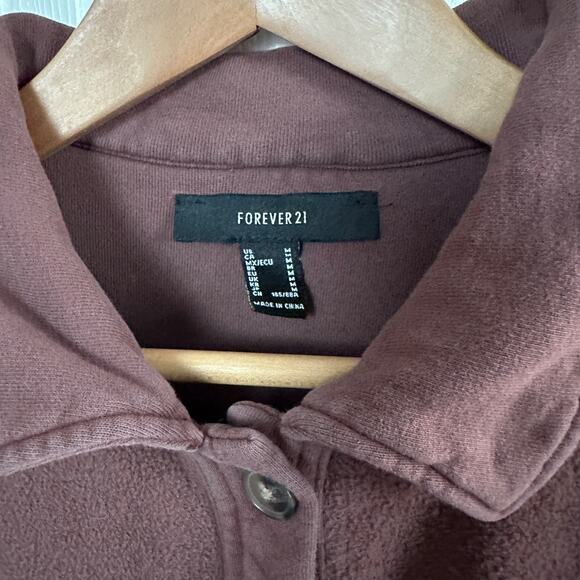 forever 21 women’s brown fleece shacket duster longline shirt jacket size medium - Picture 3 of 5